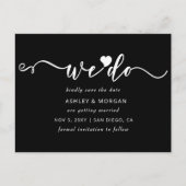 Skript Schwarz-Weiß-Herz machen wir Save the Date Ankündigungspostkarte (Vorderseite)