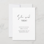 Skript Sie sagte ja Minimalistische Hochzeitsstimm Einladung (Vorderseite)