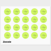 Skript-Signatur Elegante Hochzeits-RSVP Cyber Lime Runder Aufkleber (Blatt)