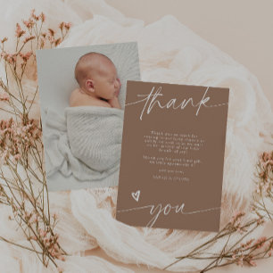 Skript Tan Brown Babyparty Dankeskarten Einladung