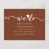 Skript Terracotta Herz machen wir Save the Date Ankündigungspostkarte (Vorderseite)