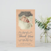 Skript-Typografie-Baby danken Ihnen Foto-Karte Dankeskarte (Stehend Vorderseite)
