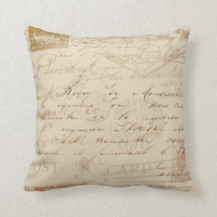 Skript und Briefmarke Kissen