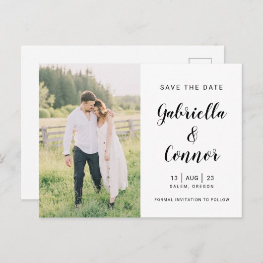 Skript und Foto Einfache Hochzeit Speichern Sie da Postkarte (Vorne/Hinten)