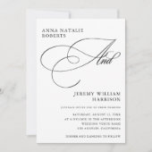 Skript und QR-Code für weißes und schwarzes Foto Einladung (Vorderseite)