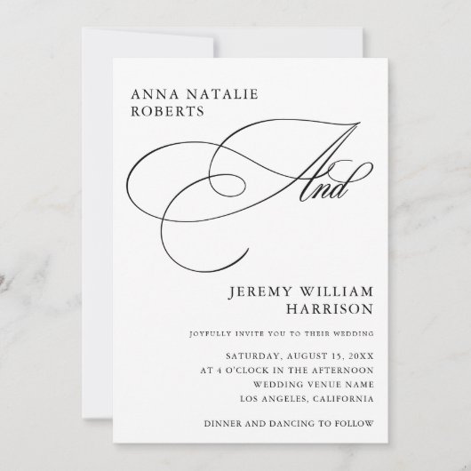 Skript und QR-Code für weißes und schwarzes Foto Einladung (Vorderseite)