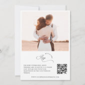 Skript und QR-Code für weißes und schwarzes Foto Einladung (Rückseite)