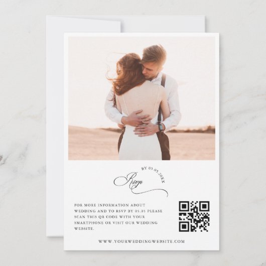 Skript und QR-Code für weißes und schwarzes Foto Einladung (Rückseite)