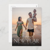 Skript und Sans flache neue Jahre Postkarte Vertik (Vorne/Hinten)