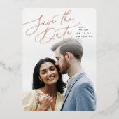 Skript | Vertikales Foto Save the Date Folieneinladung (Vorderseite)