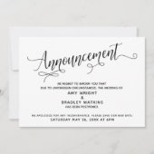 Skript verzögern Hochzeitsankündigung Einladung (Vorderseite)