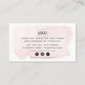 Skript Vielen Dank Blush Pink Watercolor Visitenkarte (Rückseite)