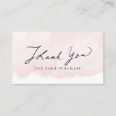 Skript Vielen Dank Blush Pink Watercolor Visitenkarte (Vorderseite)