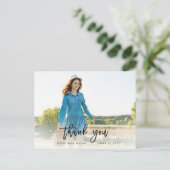 Skript Vielen Dank Foto Abschluss Postkarte (Stehend Vorderseite)