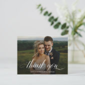 Skript Vielen Dank für Ihre Hochzeit Postkarte (Stehend Vorderseite)