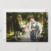 Skript Vielen Dank Gold Hearts Wedding Foto Dankeskarte (Vorderseite)