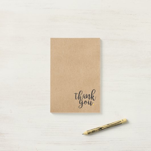 Skript Vielen Dank Gold Liebe Herz Rustic Kraft Post-it Klebezettel (Auf Schreibtisch)