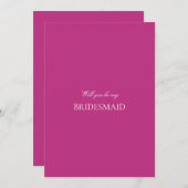 Skript White & Magenta Bridesmaid-Vorschlagskarte Save The Date (Vorne/Hinten)