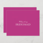 Skript White & Magenta Bridesmaid-Vorschlagskarte Save The Date (Vorne/Hinten)