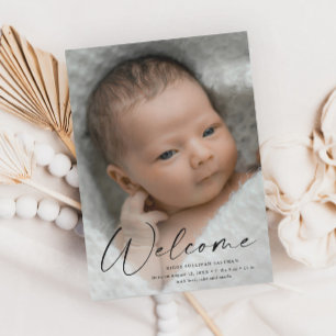 Skript Willkommen Baby Foto Geburtsanzeige Magneteinladung