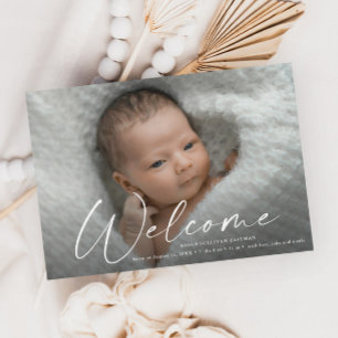 Skript Willkommen Baby Foto Geburtsanzeige Magneteinladung