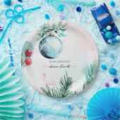 Skript Winter Weihnachten Junge Baby Shower  Pappteller (Party)