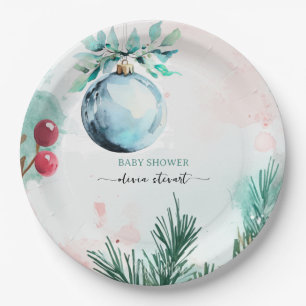 Skript Winter Weihnachten Junge Baby Shower Pappteller