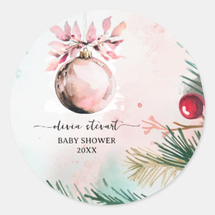 Skript Winter Weihnachten Mädchen Baby Shower Runder Aufkleber
