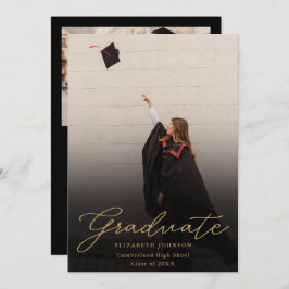 Skriptabsolventin für Schwarz und Gold-Foto Einladung