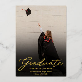 Skriptabsolventin für Schwarz und Gold-Foto Folieneinladung