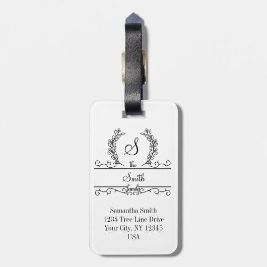 SkriptBlätter für mit Monogramm Personalisierte Fa Gepäckanhänger (Rückseite vertikal)