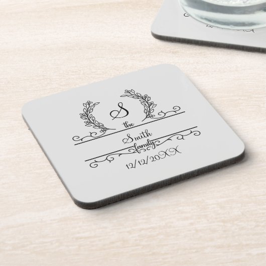 SkriptBlätter für mit Monogramm Personalisierte Fa Getränkeuntersetzer (Linke Seite)