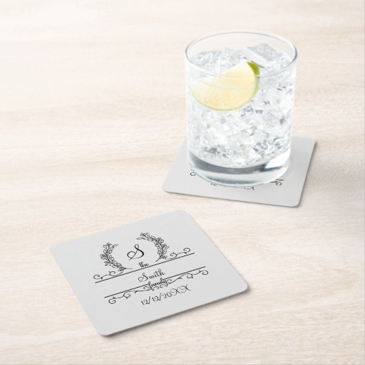 SkriptBlätter für mit Monogramm Personalisierte Fa Rechteckiger Pappuntersetzer (Vor Ort)