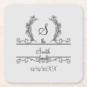 SkriptBlätter für mit Monogramm Personalisierte Fa Rechteckiger Pappuntersetzer (Vorderseite)