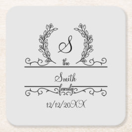 SkriptBlätter für mit Monogramm Personalisierte Fa Rechteckiger Pappuntersetzer