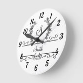 SkriptBlätter für mit Monogramm Personalisierte Fa Runde Wanduhr (Winkel)