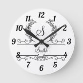 SkriptBlätter für mit Monogramm Personalisierte Fa Runde Wanduhr (Vorderseite)