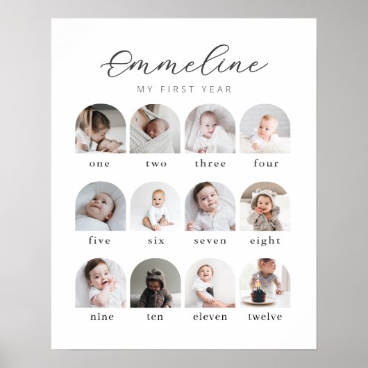 Skriptbögen 1. Jahr Foto Collage Foam Board Poster (Vorne)