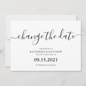 Skriptbriefe auf Hochzeit verschoben Save The Date (Vorderseite)