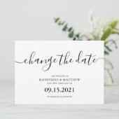 Skriptbriefe auf Hochzeit verschoben Save The Date (Stehend Vorderseite)