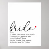 Skriptbriefe-Definition-Brautparty-Zeichen Poster (Vorne)