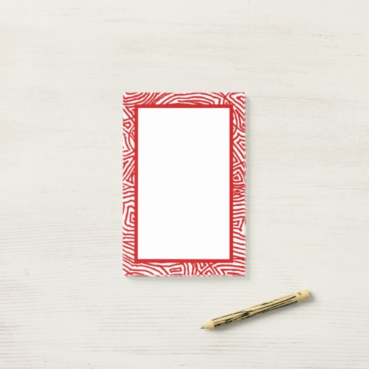 Skriptdrucke Border Red Post-it Klebezettel (Auf Schreibtisch)
