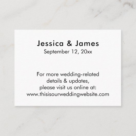 Skripte, einfache Hochzeitsunterkünfte Begleitkarte (Rückseite)