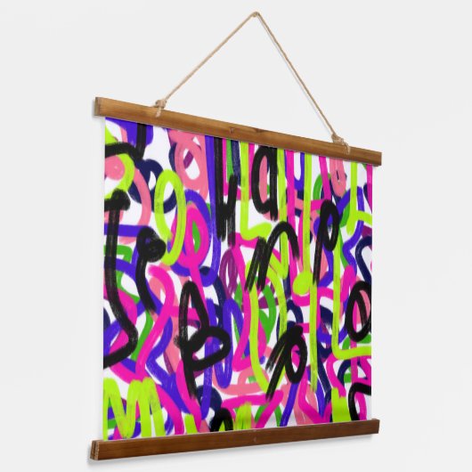 Skripte in Farben Wandteppich Mit Holzrahmen (Gewinkelt)