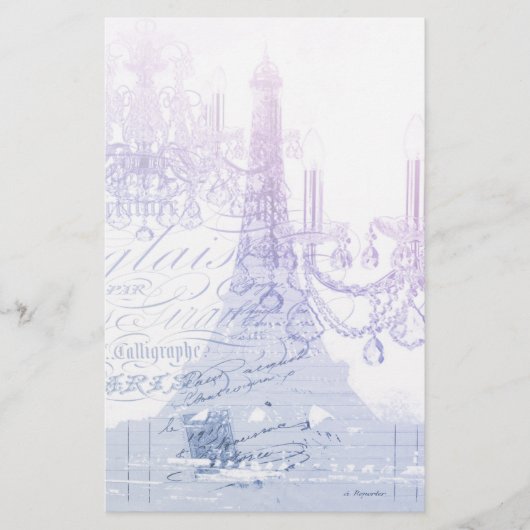 Skripte lila Kronleuchter Paris eiffel Turm Briefpapier (Vorderseite)
