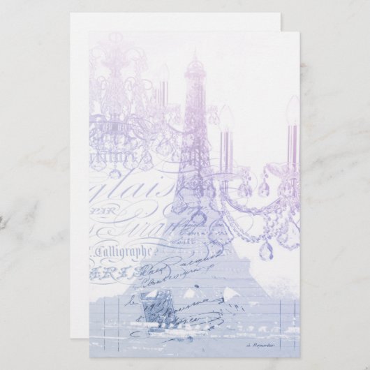 Skripte lila Kronleuchter Paris eiffel Turm Briefpapier (Vorne/Hinten)
