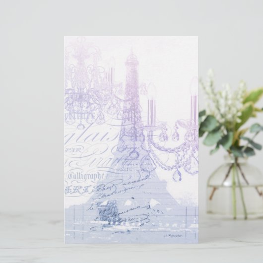 Skripte lila Kronleuchter Paris eiffel Turm Briefpapier (Stehend Vorderseite)