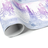 Skripte lila Kronleuchter Paris eiffel Turm Geschenkpapier (Rolleneckpunkt)