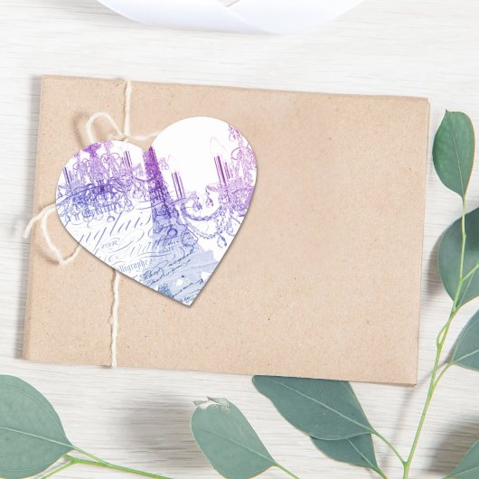 Skripte lila Kronleuchter Paris eiffel Turm Herz-Aufkleber