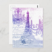 Skripte lila Kronleuchter Paris eiffel Turm Postkarte (Vorne/Hinten)